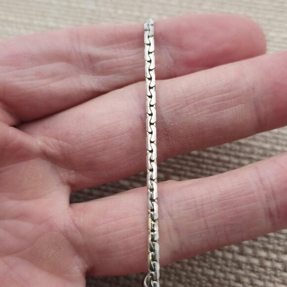 7 Inch Sterling Silver Chain Heart Clasp Bracelet B421 - Picture 3 of 6